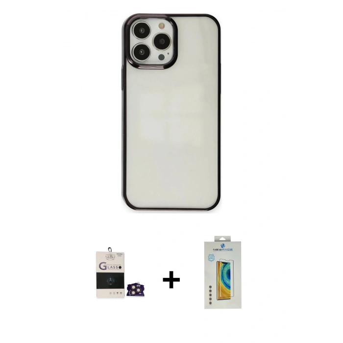 MARSİLYAN™- iPhone 14 Pro Max Kılıf Doruk Doku Prime - Siyah Polymer Nano Ekran Koruyucu + Bilvis Titan Kamera Lens - GD