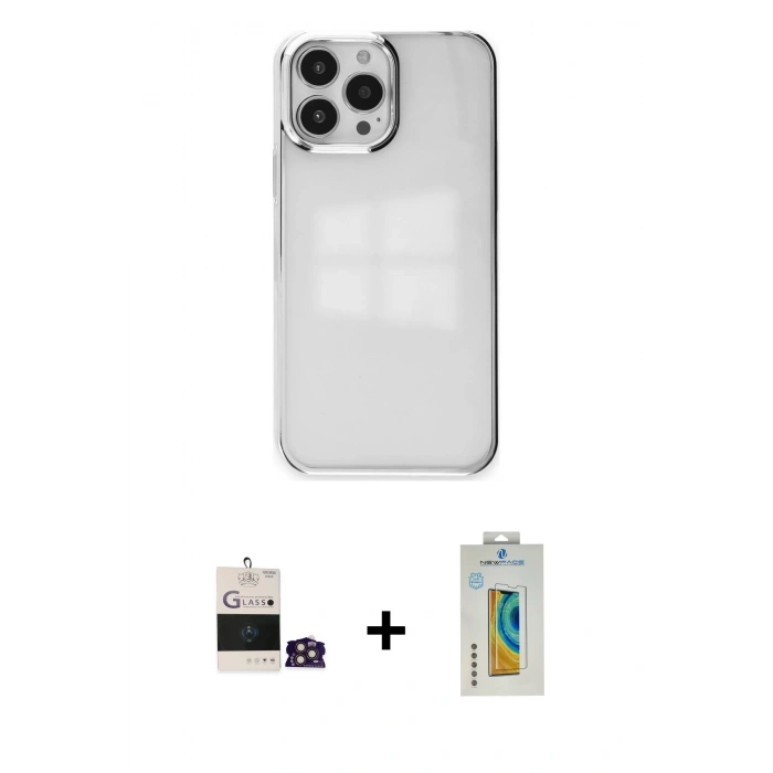 MARSİLYAN™- iPhone 14 Pro Max Kılıf Doruk Doku Prime - Siyah Polymer Nano Ekran Koruyucu + Bilvis Titan Kamera Lens - GD