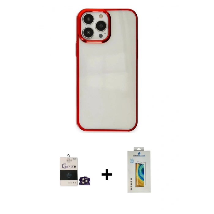 MARSİLYAN™- iPhone 14 Pro Max Kılıf Doruk Doku Prime - Siyah Polymer Nano Ekran Koruyucu + Bilvis Titan Kamera Lens - GD