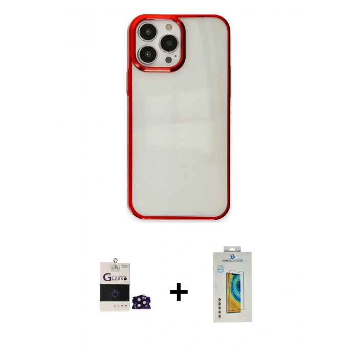 MARSİLYAN™- iPhone 14 Pro Max Kılıf Doruk Doku Prime - Siyah Polymer Nano Ekran Koruyucu + Bilvis Titan Kamera Lens - DNMR