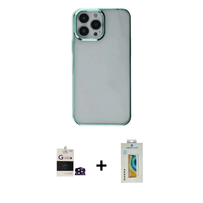 MARSİLYAN™- iPhone 14 Pro Max Kılıf Doruk Doku Prime - Siyah Polymer Nano Ekran Koruyucu + Bilvis Titan Kamera Lens - DNMR