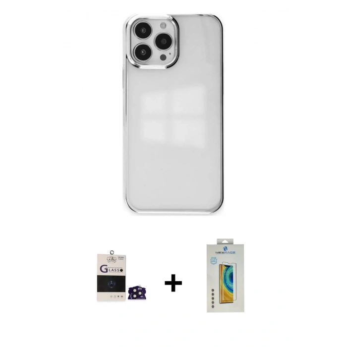 MARSİLYAN™- iPhone 14 Pro Max Kılıf Doruk Doku Prime - Siyah Polymer Nano Ekran Koruyucu + Bilvis Titan Kamera Lens - DNMR