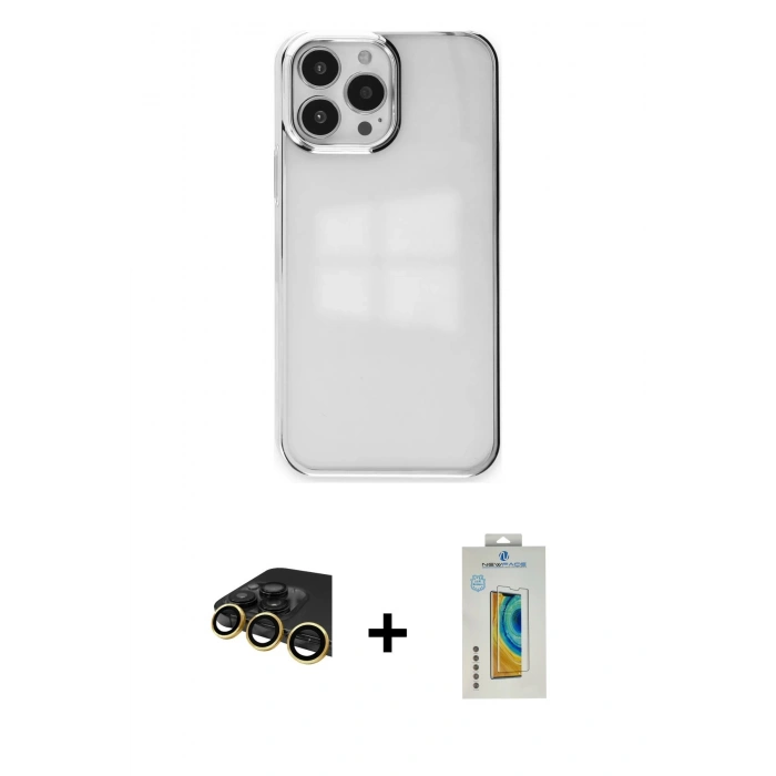 MARSİLYAN™- iPhone 14 Pro Max Kılıf Doruk Doku Prime - Siyah Polymer Nano Ekran Koruyucu + Raze Metal Kamera Lens - GD