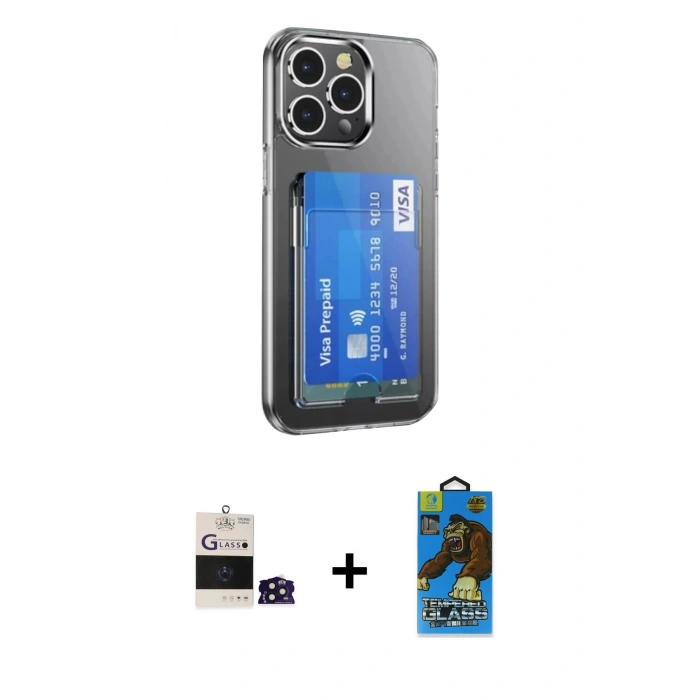 MARSİLYAN™- iPhone 14 Pro Max Kılıf Doruk Klasik Koleksiyonu - Siyah 18D Cam Ekran Koruyucu + Bilvis Titan Kamera Lens - DNMR