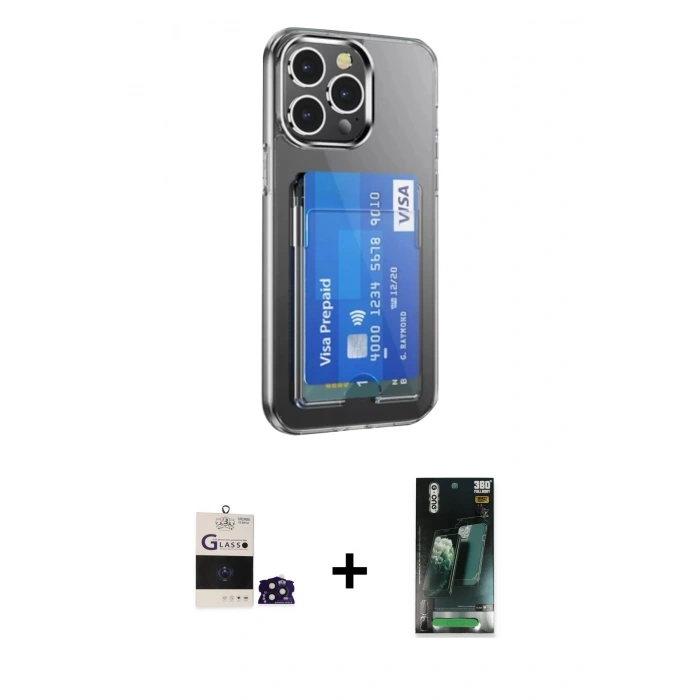 MARSİLYAN™- iPhone 14 Pro Max Kılıf Doruk Klasik Koleksiyonu - Siyah 360 Mat Full Body Arka Koruyucu + Bilvis Titan Kamera Lens - DNMR