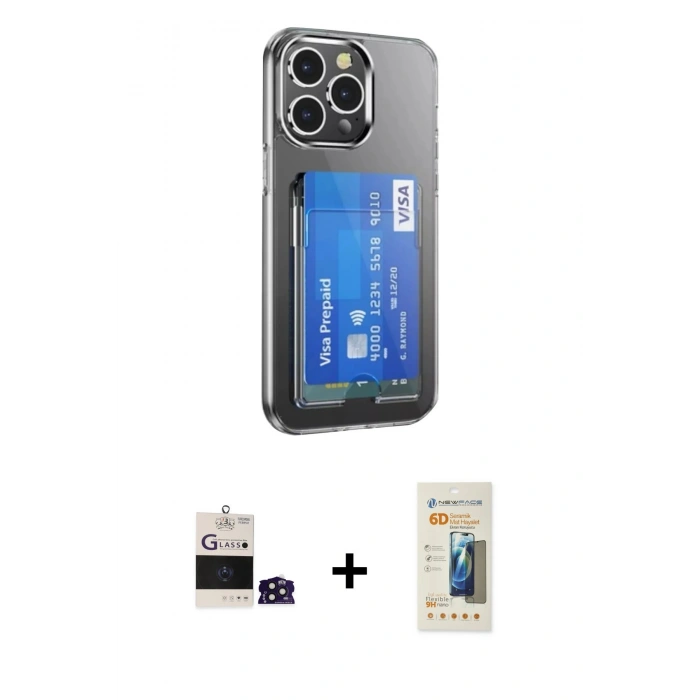 MARSİLYAN™- iPhone 14 Pro Max Kılıf Doruk Klasik Koleksiyonu - Siyah 6D Mat Seramik Hayalet Nano Ekran Koruyucu + Bilvis Titan Kamera Lens - DNMR