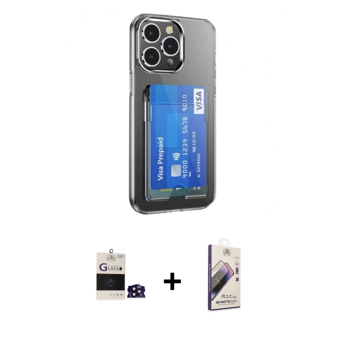 MARSİLYAN™- iPhone 14 Pro Max Kılıf Doruk Klasik Koleksiyonu - Siyah Bilvis 3D Mat Cam Ekran Koruyucu + Bilvis Titan Kamera Lens - DNMR