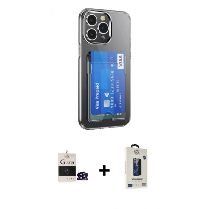 MARSİLYAN™- iPhone 14 Pro Max Kılıf Doruk Klasik Koleksiyonu - Siyah Bilvis Hayalet Cam Ekran Koruyucu + Bilvis Titan Kamera Lens - SH