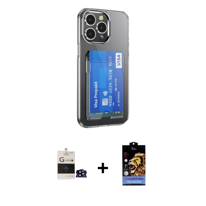 MARSİLYAN™- iPhone 14 Pro Max Kılıf Doruk Klasik Koleksiyonu - Siyah Buffer Hayalet Cam Ekran Koruyucu + Bilvis Titan Kamera Lens - SH