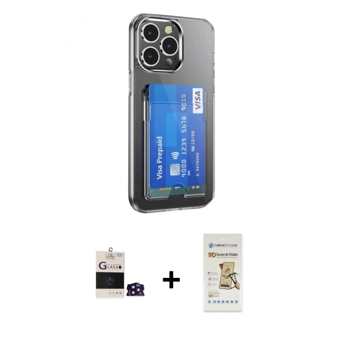 MARSİLYAN™- iPhone 14 Pro Max Kılıf Doruk Klasik Koleksiyonu - Siyah Mat Seramik Nano Ekran Koruyucu + Bilvis Titan Kamera Lens - DNMR