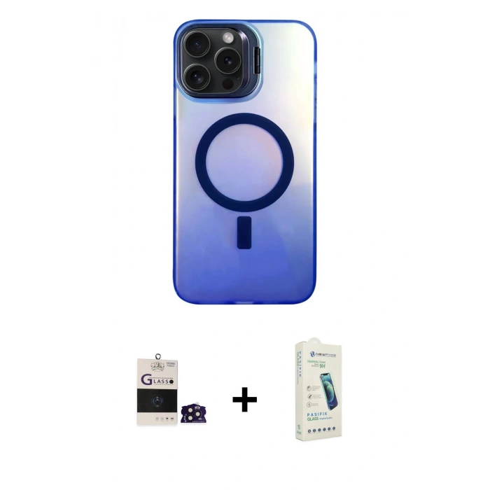 MARSİLYAN™- iPhone 14 Pro Max Kılıf Doruk Klasik Prime - Şeffaf Pasifik Cam Ekran Koruyucu + Bilvis Titan Kamera Lens - DNMR