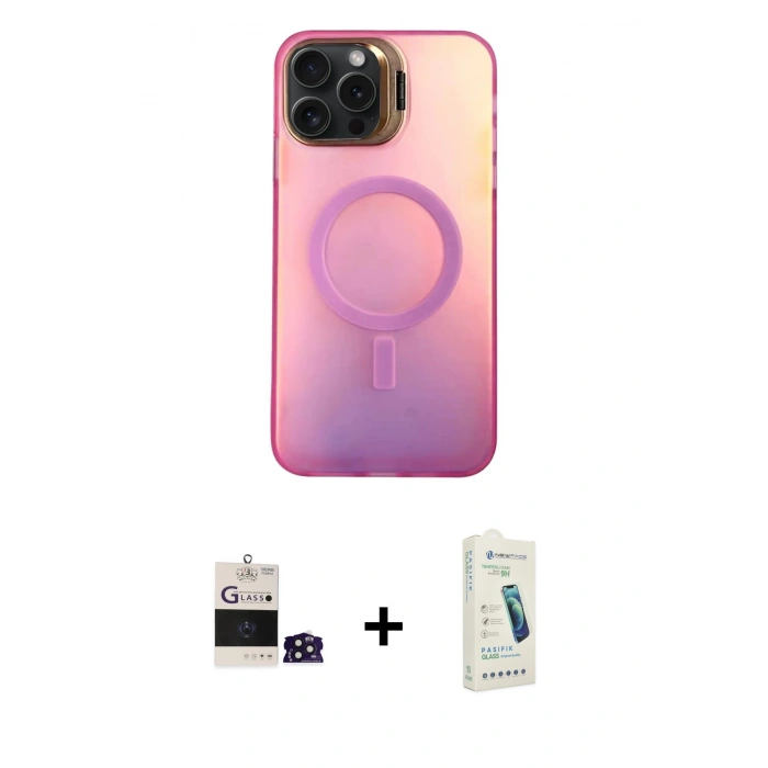 MARSİLYAN™- iPhone 14 Pro Max Kılıf Doruk Klasik Prime - Şeffaf Pasifik Cam Ekran Koruyucu + Bilvis Titan Kamera Lens - DNMR