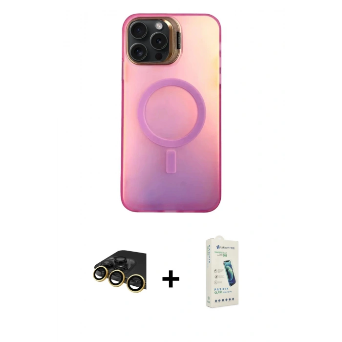 MARSİLYAN™- iPhone 14 Pro Max Kılıf Doruk Klasik Prime - Şeffaf Pasifik Cam Ekran Koruyucu + Raze Metal Kamera Lens - GD