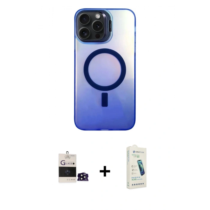 MARSİLYAN™- iPhone 14 Pro Max Kılıf Doruk Klasik Prime - Şeffaf Pasifik Cam Ekran Koruyucu + Bilvis Titan Kamera Lens - SH