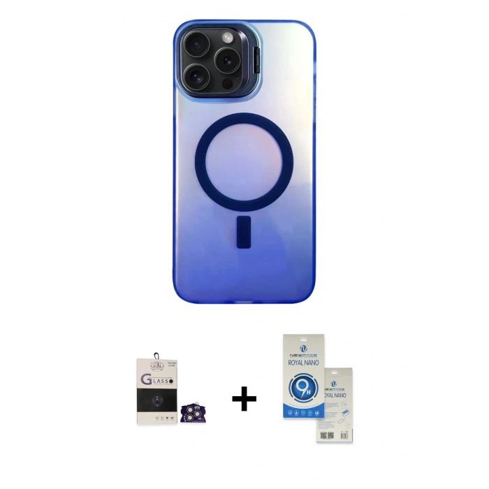 MARSİLYAN™- iPhone 14 Pro Max Kılıf Doruk Klasik Prime - Şeffaf Royal Nano Ekran Koruyucu + Bilvis Titan Kamera Lens - GS