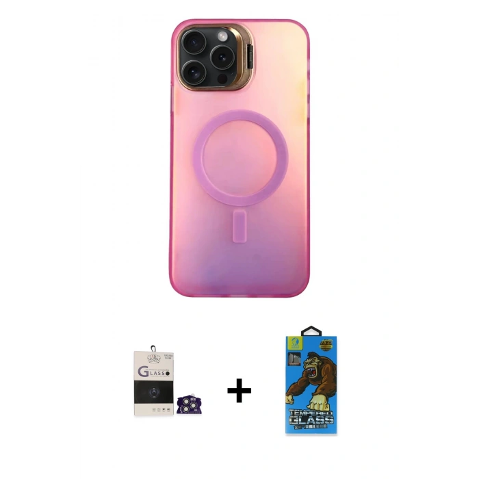 MARSİLYAN™- iPhone 14 Pro Max Kılıf Doruk Klasik Prime - Siyah 18D Cam Ekran Koruyucu + Bilvis Titan Kamera Lens - GS