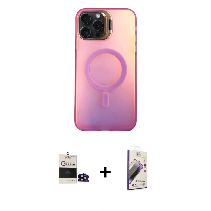 MARSİLYAN™- iPhone 14 Pro Max Kılıf Doruk Klasik Prime - Siyah Bilvis 3D Mat Cam Ekran Koruyucu + Bilvis Titan Kamera Lens - SH