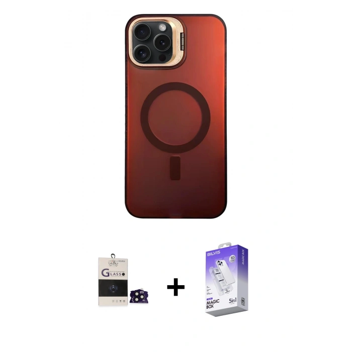 MARSİLYAN™- iPhone 14 Pro Max Kılıf Doruk Klasik Prime - Siyah Bilvis 5in1 3D Magic Cam Ekran Koruyucu + Bilvis Titan Kamera Lens - SH