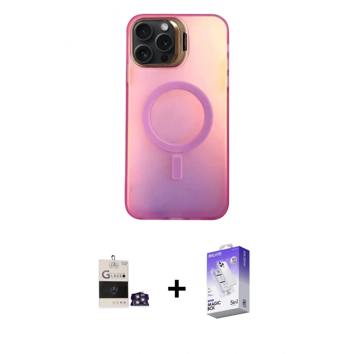 MARSİLYAN™- iPhone 14 Pro Max Kılıf Doruk Klasik Prime - Siyah Bilvis 5in1 3D Magic Cam Ekran Koruyucu + Bilvis Titan Kamera Lens - GS