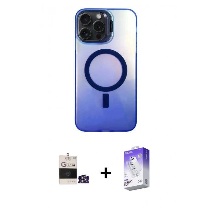 MARSİLYAN™- iPhone 14 Pro Max Kılıf Doruk Klasik Prime - Siyah Bilvis 5in1 3D Magic Cam Ekran Koruyucu + Bilvis Titan Kamera Lens - GS