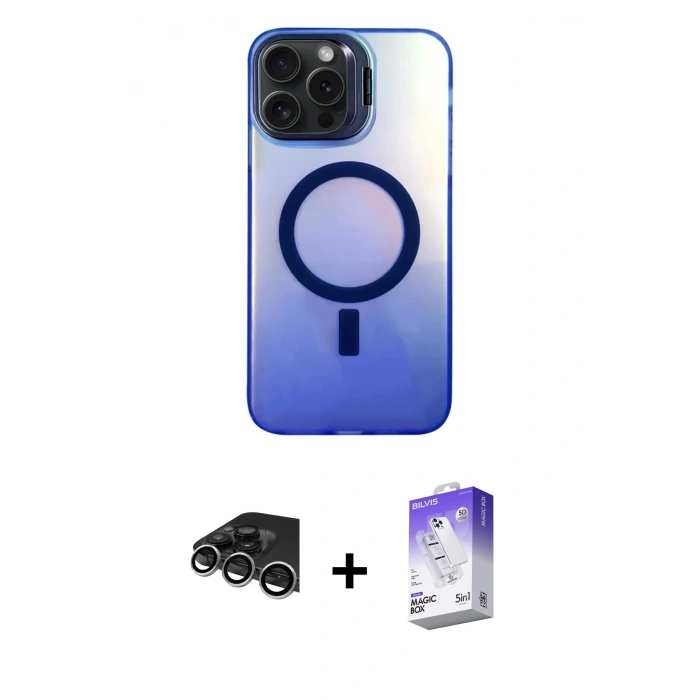 MARSİLYAN™- iPhone 14 Pro Max Kılıf Doruk Klasik Prime - Siyah Bilvis 5in1 3D Magic Cam Ekran Koruyucu + Raze Metal Kamera Lens - GS