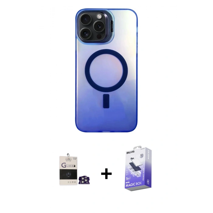 MARSİLYAN™- iPhone 14 Pro Max Kılıf Doruk Klasik Prime - Siyah Bilvis 5in1 5D Magic Hayalet Cam Ekran Koruyucu + Bilvis Titan Kamera Lens - GS