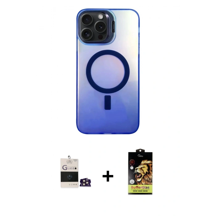 MARSİLYAN™- iPhone 14 Pro Max Kılıf Doruk Klasik Prime - Siyah Buffer Cam Ekran Koruyucu + Bilvis Titan Kamera Lens - GD