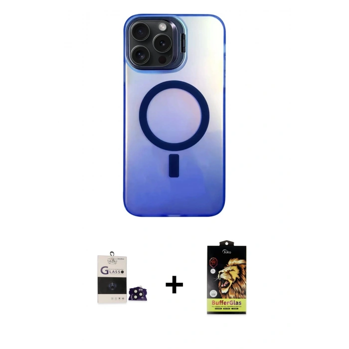 MARSİLYAN™- iPhone 14 Pro Max Kılıf Doruk Klasik Prime - Siyah Buffer Cam Ekran Koruyucu + Siyah Bilvis Titan Kamera Lens
