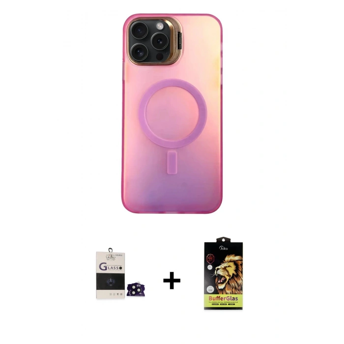 MARSİLYAN™- iPhone 14 Pro Max Kılıf Doruk Klasik Prime - Siyah Buffer Cam Ekran Koruyucu + Siyah Bilvis Titan Kamera Lens