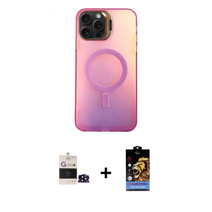 MARSİLYAN™- iPhone 14 Pro Max Kılıf Doruk Klasik Prime - Siyah Buffer Hayalet Cam Ekran Koruyucu + Bilvis Titan Kamera Lens - SH