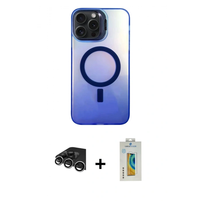 MARSİLYAN™- iPhone 14 Pro Max Kılıf Doruk Klasik Prime - Siyah Polymer Nano Ekran Koruyucu + Raze Metal Kamera Lens - GS