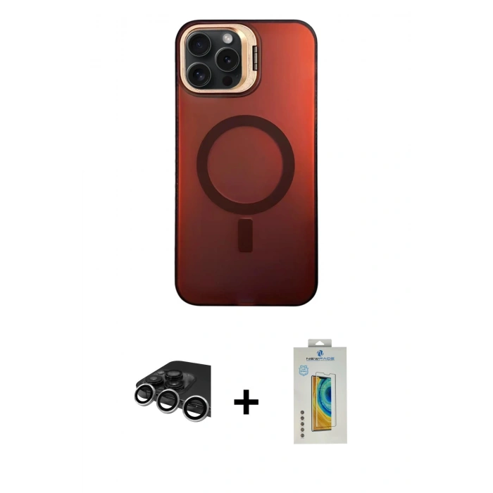 MARSİLYAN™- iPhone 14 Pro Max Kılıf Doruk Klasik Prime - Siyah Polymer Nano Ekran Koruyucu + Raze Metal Kamera Lens - GS