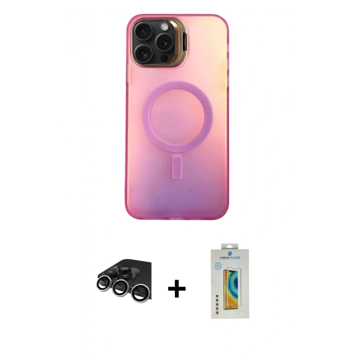 MARSİLYAN™- iPhone 14 Pro Max Kılıf Doruk Klasik Prime - Siyah Polymer Nano Ekran Koruyucu + Raze Metal Kamera Lens - GS