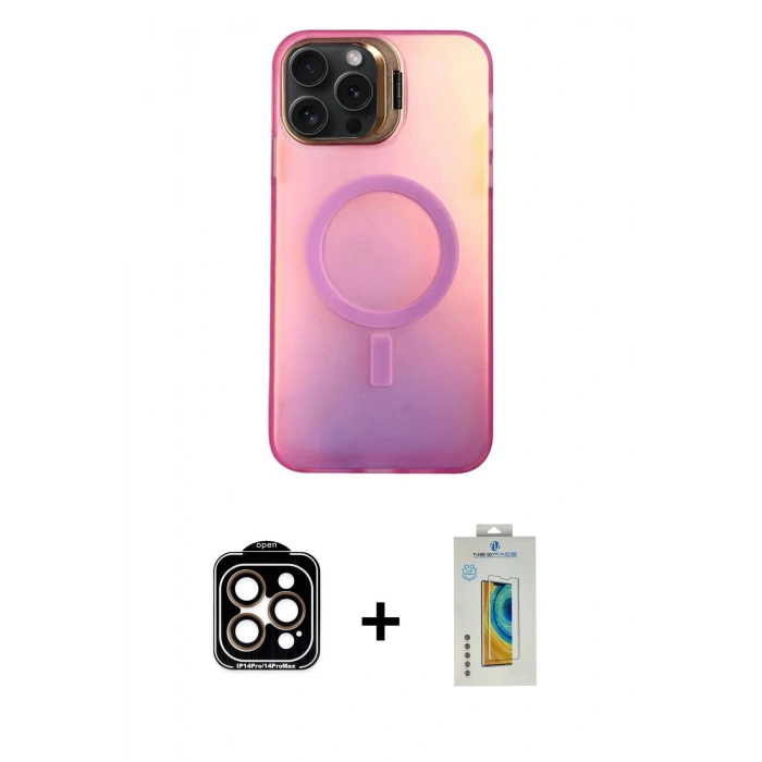 MARSİLYAN™- iPhone 14 Pro Max Kılıf Doruk Klasik Prime - Siyah Polymer Nano Ekran Koruyucu + PVD Metal Kamera Lens - TU