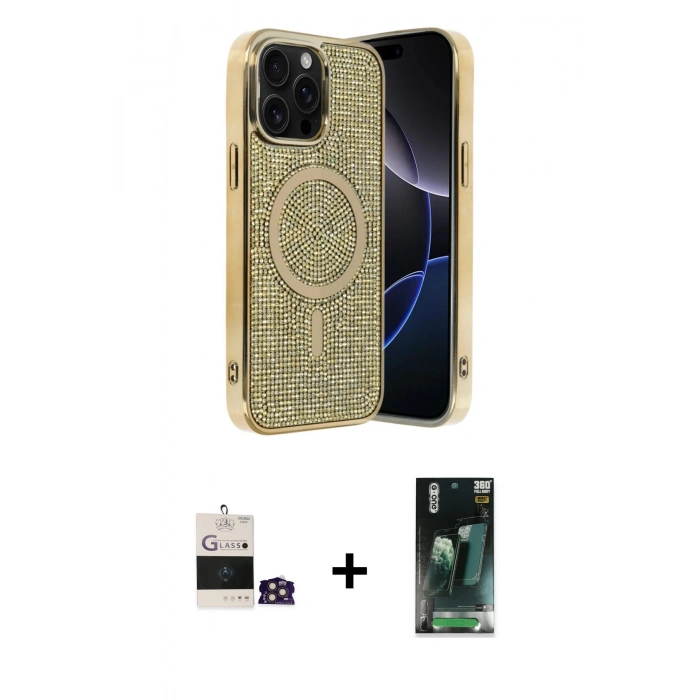 MARSİLYAN™- iPhone 14 Pro Max Kılıf Eksen Çizgi - Siyah 360 Mat Full Body Arka Koruyucu + Bilvis Titan Kamera Lens - GD
