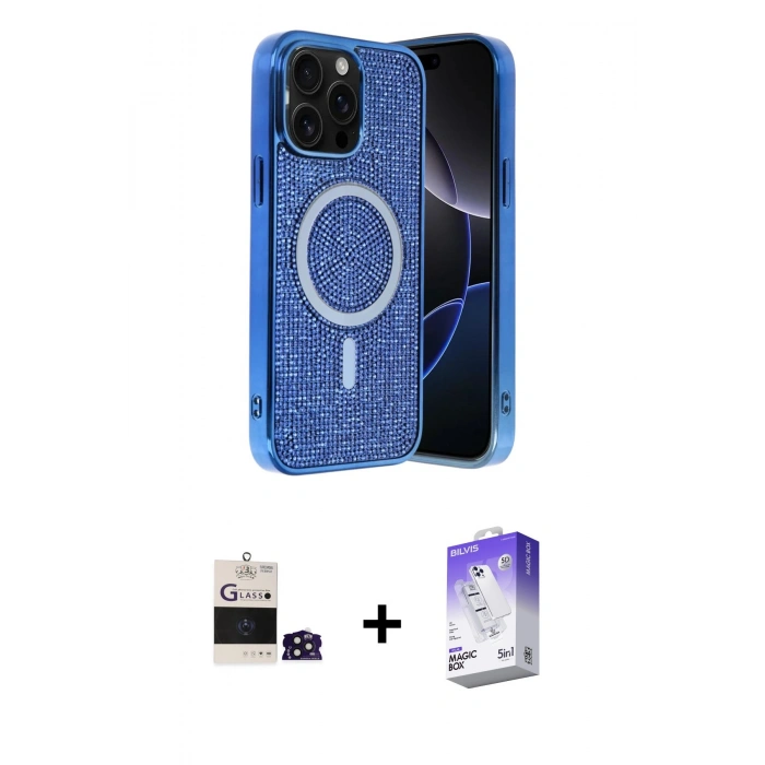 MARSİLYAN™- iPhone 14 Pro Max Kılıf Eksen Çizgi - Siyah Bilvis 5in1 3D Magic Cam Ekran Koruyucu + Bilvis Titan Kamera Lens - DNMR