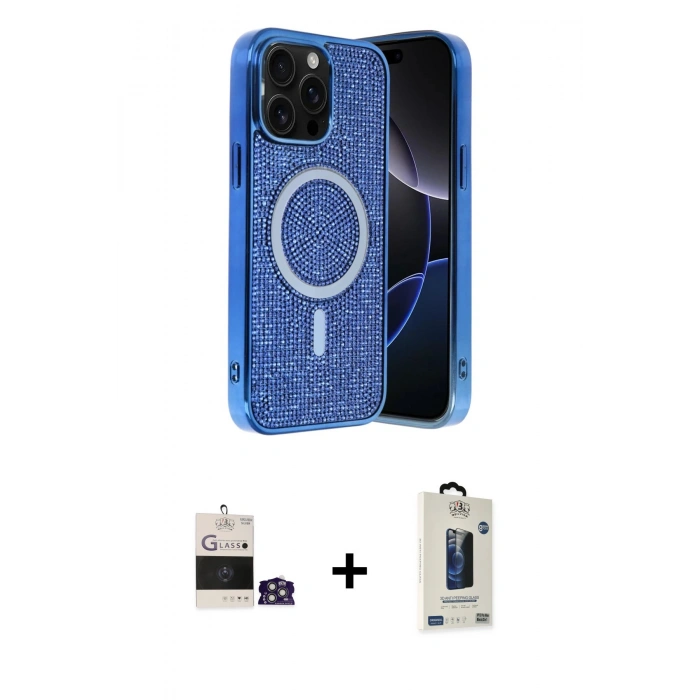 MARSİLYAN™- iPhone 14 Pro Max Kılıf Eksen Çizgi - Siyah Bilvis Hayalet Cam Ekran Koruyucu + Bilvis Titan Kamera Lens - GS