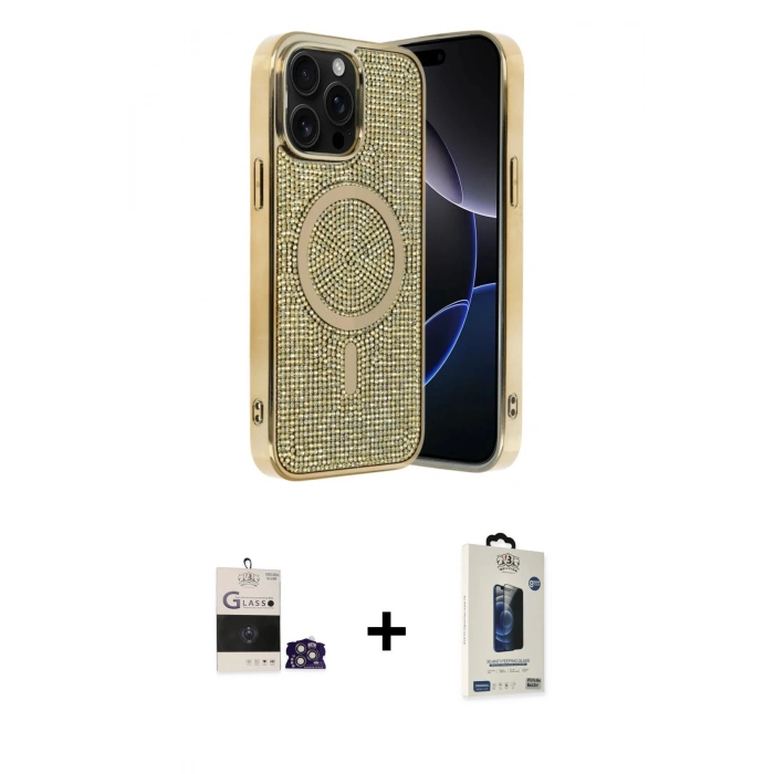MARSİLYAN™- iPhone 14 Pro Max Kılıf Eksen Çizgi - Siyah Bilvis Hayalet Cam Ekran Koruyucu + Bilvis Titan Kamera Lens - GS