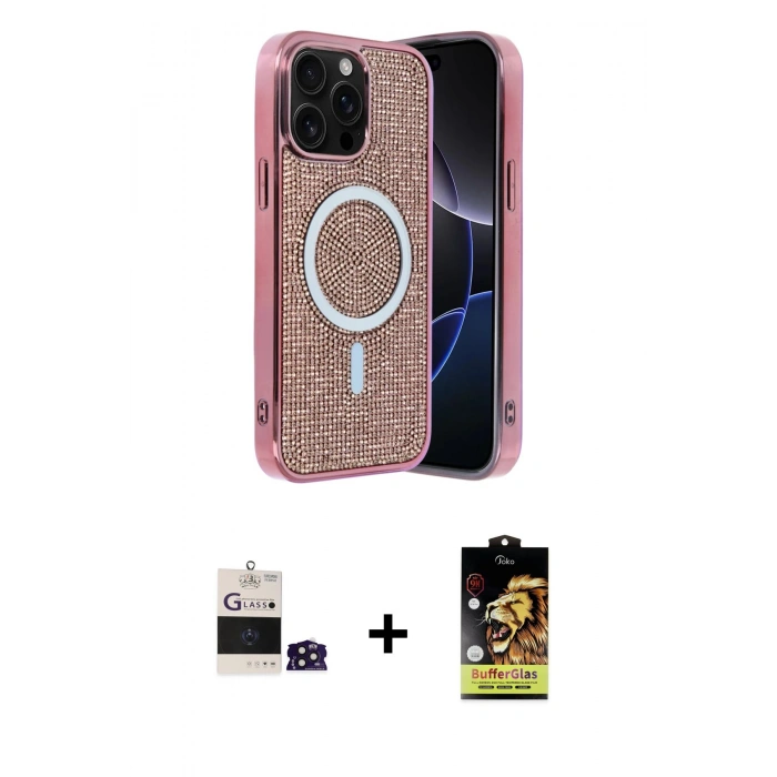 MARSİLYAN™- iPhone 14 Pro Max Kılıf Eksen Çizgi - Siyah Buffer Cam Ekran Koruyucu + Bilvis Titan Kamera Lens - DNMR