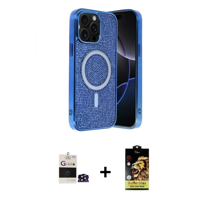 MARSİLYAN™- iPhone 14 Pro Max Kılıf Eksen Çizgi - Siyah Buffer Cam Ekran Koruyucu + Bilvis Titan Kamera Lens - DNMR