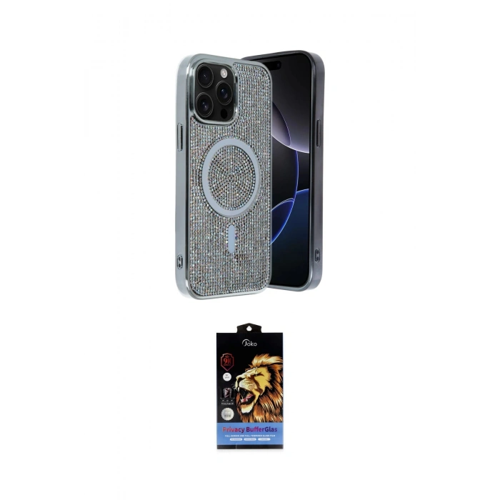MARSİLYAN™- iPhone 14 Pro Max Kılıf Eksen Çizgi - Siyah Buffer Hayalet Cam Ekran Koruyucu