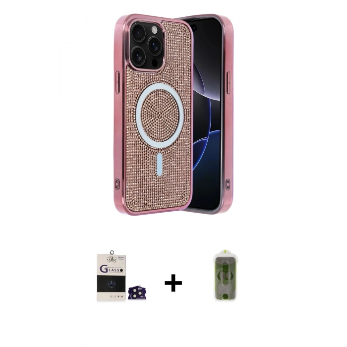 MARSİLYAN™- iPhone 14 Pro Max Kılıf Eksen Çizgi - Siyah Joko Magic 5D Hayalet Cam + Bilvis Titan Kamera Lens - DNMR