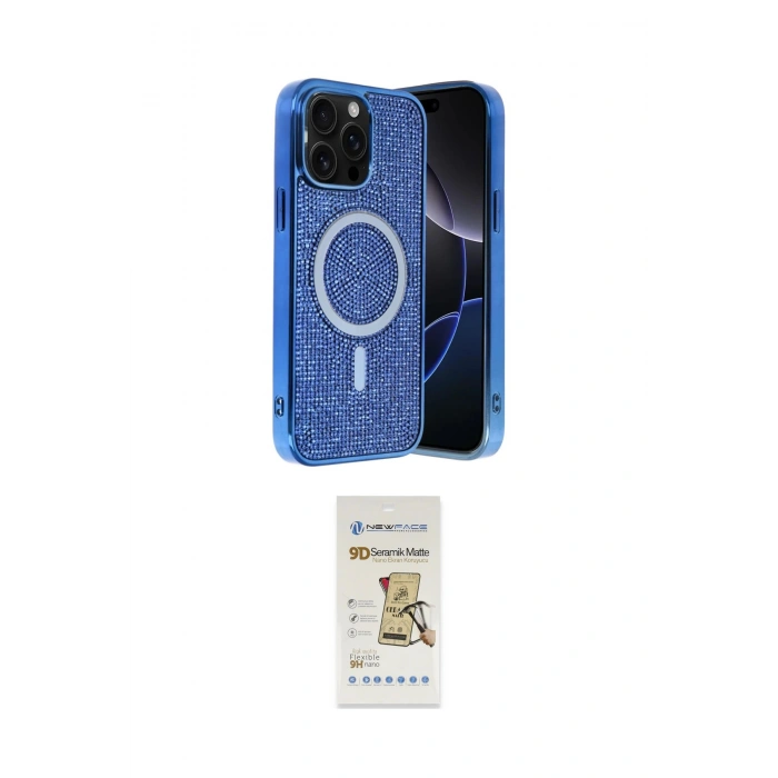 MARSİLYAN™- iPhone 14 Pro Max Kılıf Eksen Çizgi - Siyah Mat Seramik Nano Ekran Koruyucu