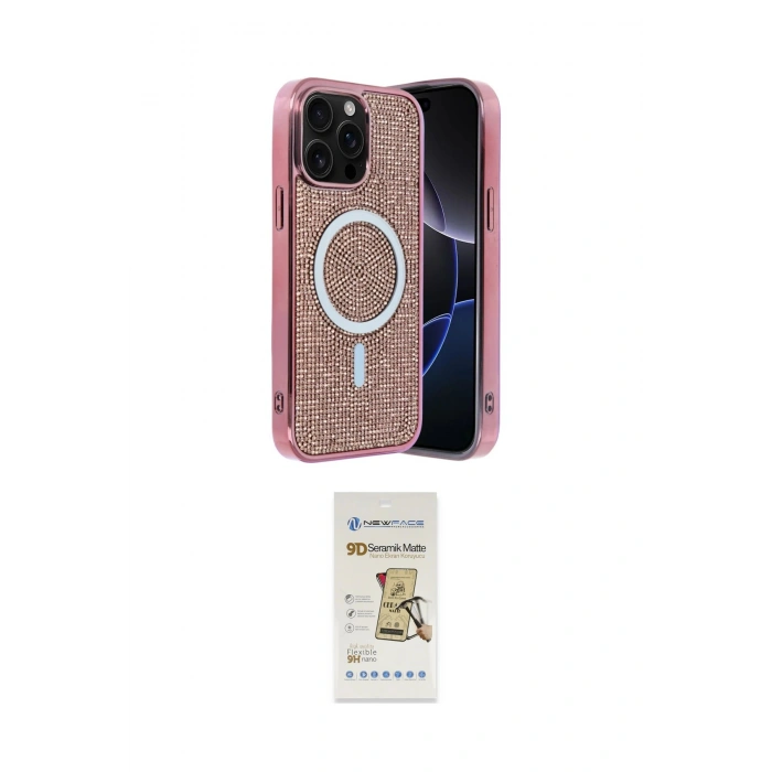 MARSİLYAN™- iPhone 14 Pro Max Kılıf Eksen Çizgi - Siyah Mat Seramik Nano Ekran Koruyucu