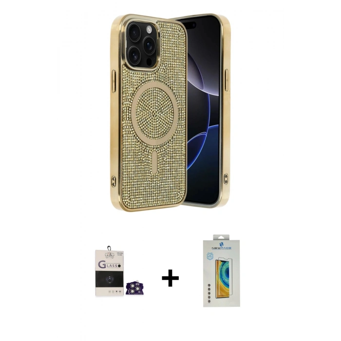 MARSİLYAN™- iPhone 14 Pro Max Kılıf Eksen Çizgi - Siyah Polymer Nano Ekran Koruyucu + Bilvis Titan Kamera Lens - GS