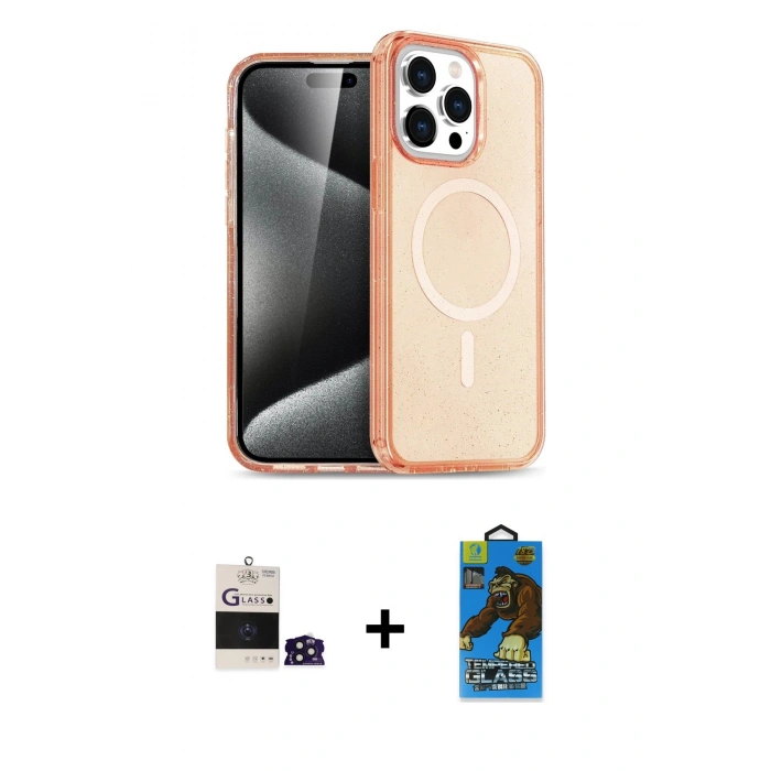 MARSİLYAN™- iPhone 14 Pro Max Kılıf Eksen Doku Koleksiyonu - Siyah 18D Cam Ekran Koruyucu + Bilvis Titan Kamera Lens - DNMR