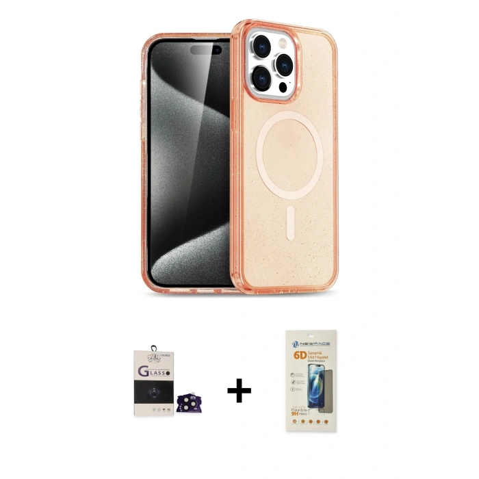 MARSİLYAN™- iPhone 14 Pro Max Kılıf Eksen Doku Koleksiyonu - Siyah 6D Mat Seramik Hayalet Nano Ekran Koruyucu + Bilvis Titan Kamera Lens - SH