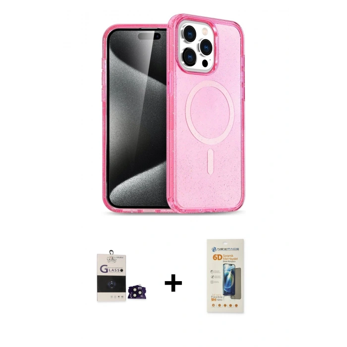MARSİLYAN™- iPhone 14 Pro Max Kılıf Eksen Doku Koleksiyonu - Siyah 6D Mat Seramik Hayalet Nano Ekran Koruyucu + Bilvis Titan Kamera Lens - SH