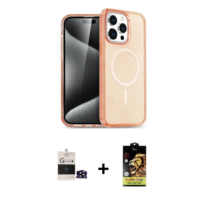 MARSİLYAN™- iPhone 14 Pro Max Kılıf Eksen Doku Koleksiyonu - Siyah Buffer Cam Ekran Koruyucu + Bilvis Titan Kamera Lens - SH