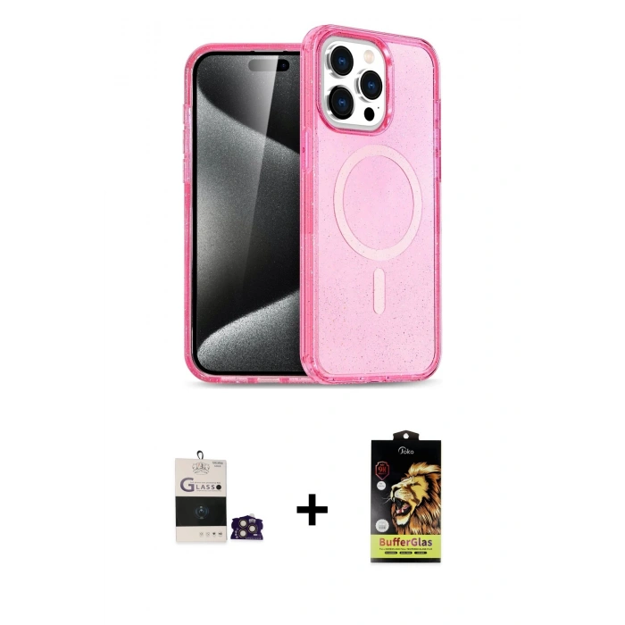 MARSİLYAN™- iPhone 14 Pro Max Kılıf Eksen Doku Koleksiyonu - Siyah Buffer Cam Ekran Koruyucu + Bilvis Titan Kamera Lens - GD